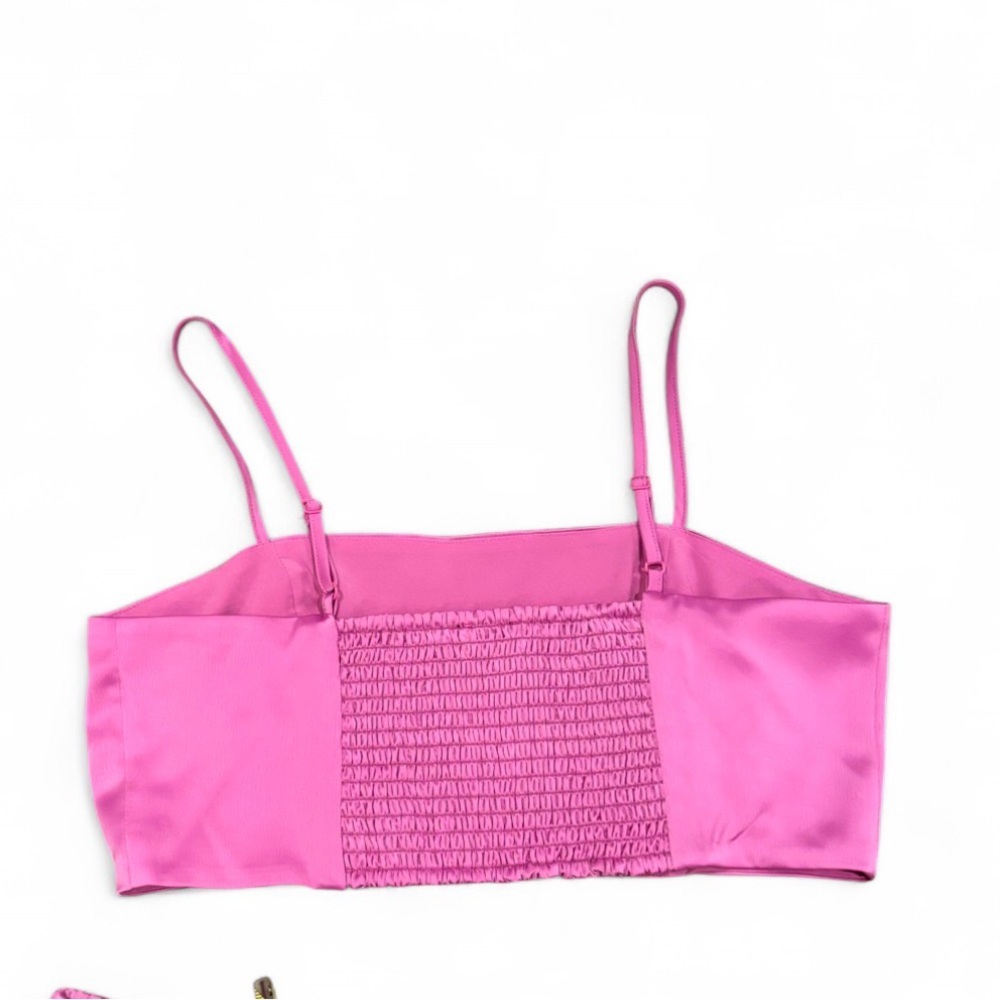 House of Harlow 1960 REVOLVE Pink Satin Crop Cami Wide Leg Pants Set Matching - Picture 3 of 15